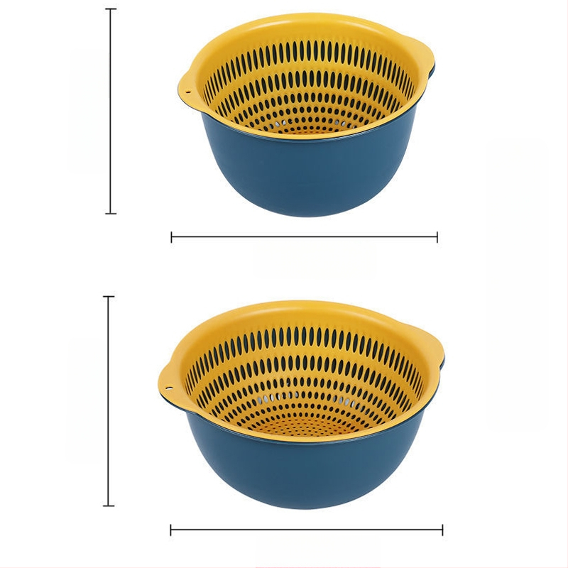 Двоен слой кош за измиване на зеленчуци и отцеждане – шестчастов комплект, пластмасов кош за зеленчуци, скандинавски стил, номер на продукта F777W8NGNWU5GW