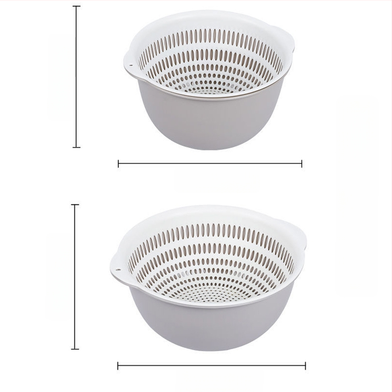 Двоен слой кош за измиване на зеленчуци и отцеждане – шестчастов комплект, пластмасов кош за зеленчуци, скандинавски стил, номер на продукта F777W8NGNWU5GW