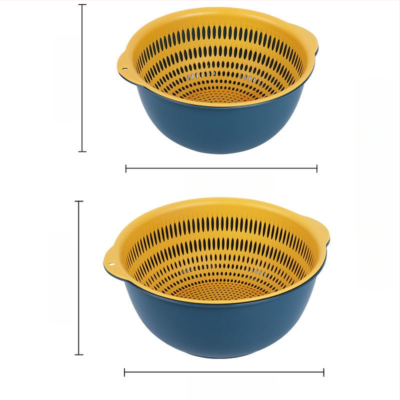 Двоен слой кош за измиване на зеленчуци и отцеждане – шестчастов комплект, пластмасов кош за зеленчуци, скандинавски стил, номер на продукта F777W8NGNWU5GW