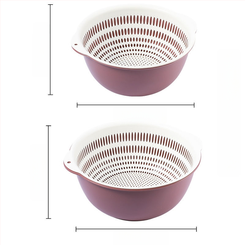 Двоен слой кош за измиване на зеленчуци и отцеждане – шестчастов комплект, пластмасов кош за зеленчуци, скандинавски стил, номер на продукта F777W8NGNWU5GW