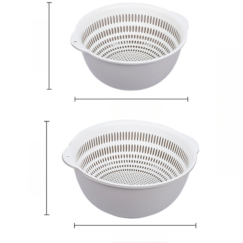 Двоен слой кош за измиване на зеленчуци и отцеждане – шестчастов комплект, пластмасов кош за зеленчуци, скандинавски стил, номер на продукта F777W8NGNWU5GW