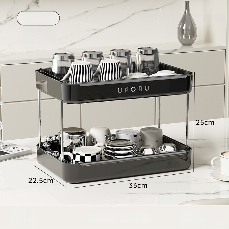 Държач за чаши и настолен органайзер с двойно ниво поднос за отцеждане – модел 985, артикул F977JSM97T5HTM, стил: универсален, материал: коприна