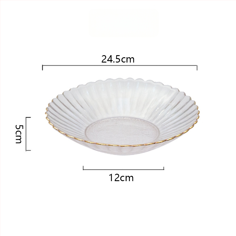 Set din sticlă pentru fructe și boluri pentru salată – rotund, design minimalist modern; diametre 10–11 cm, 13–14 cm și 18–19 cm; sticlă rezistentă la căldură