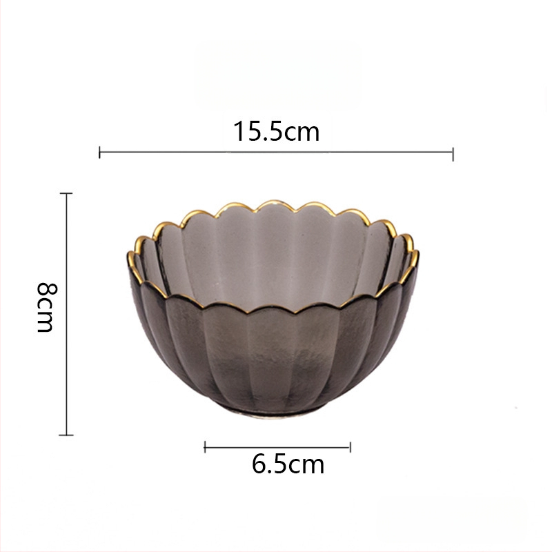 Set din sticlă pentru fructe și boluri pentru salată – rotund, design minimalist modern; diametre 10–11 cm, 13–14 cm și 18–19 cm; sticlă rezistentă la căldură