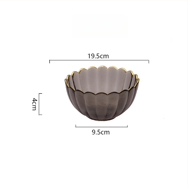 Set din sticlă pentru fructe și boluri pentru salată – rotund, design minimalist modern; diametre 10–11 cm, 13–14 cm și 18–19 cm; sticlă rezistentă la căldură