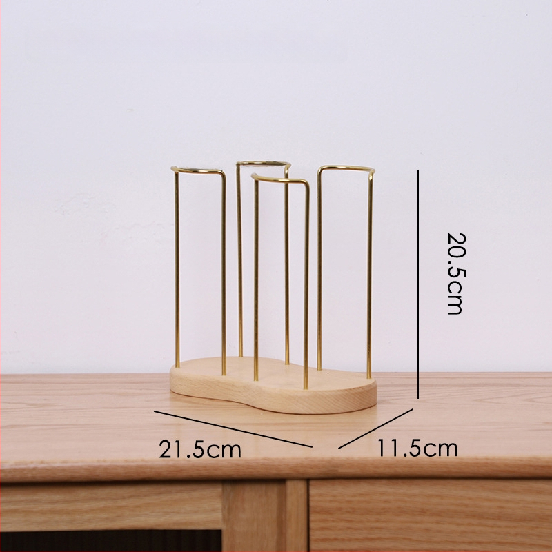 Drevený držiak na poháre – moderný a jednoduchý dizajn, stolný doplnok, bez vŕtania