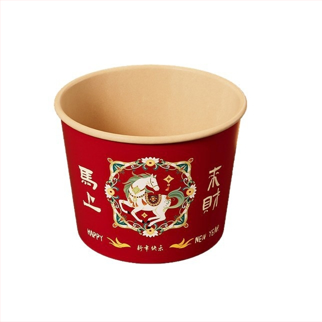 Κύπελλα μιας χρήσης από Kraft χαρτόνι για γεύματα, στρογγυλού σχήματος, ζωϊκό μοτίβο, χωρητικότητα 500 ml, μάρκα Yihan.