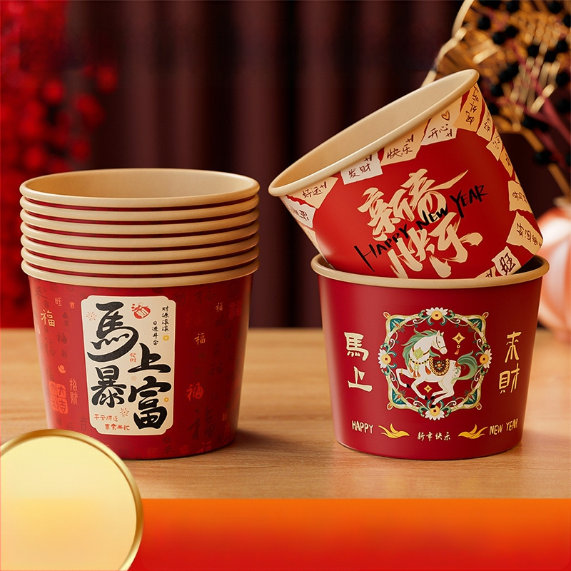 Κύπελλα μιας χρήσης από Kraft χαρτόνι για γεύματα, στρογγυλού σχήματος, ζωϊκό μοτίβο, χωρητικότητα 500 ml, μάρκα Yihan.