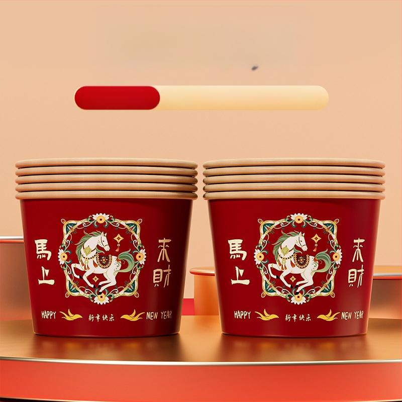 Κύπελλα μιας χρήσης από Kraft χαρτόνι για γεύματα, στρογγυλού σχήματος, ζωϊκό μοτίβο, χωρητικότητα 500 ml, μάρκα Yihan.