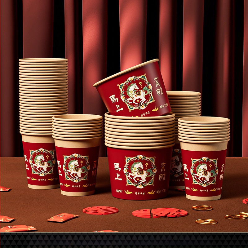 Κύπελλα μιας χρήσης από Kraft χαρτόνι για γεύματα, στρογγυλού σχήματος, ζωϊκό μοτίβο, χωρητικότητα 500 ml, μάρκα Yihan.