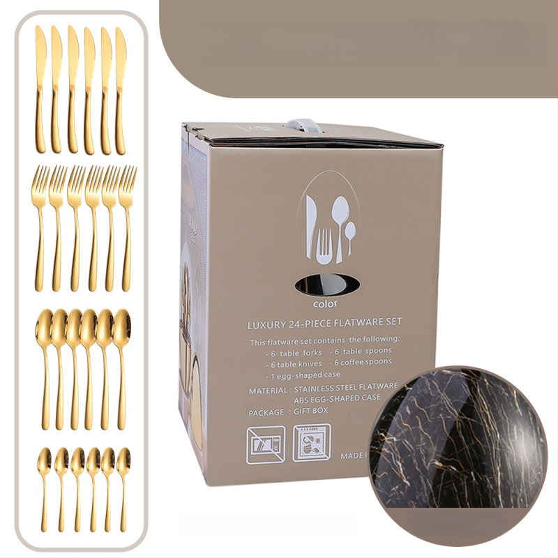 Ανοξείδωτο ατσάλι, 24 τεμάχια σετ μαχαιροπήρουνα δυτικού τύπου - χειροποίητο, με δυνατότητα εξατομίκευσης, υψηλής ποιότητας ρετρό στυλ