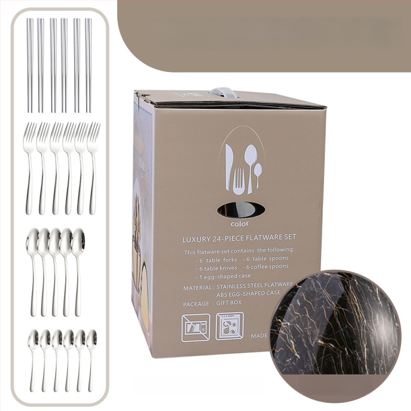 Ανοξείδωτο ατσάλι, 24 τεμάχια σετ μαχαιροπήρουνα δυτικού τύπου - χειροποίητο, με δυνατότητα εξατομίκευσης, υψηλής ποιότητας ρετρό στυλ