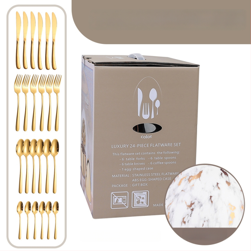 Ανοξείδωτο ατσάλι, 24 τεμάχια σετ μαχαιροπήρουνα δυτικού τύπου - χειροποίητο, με δυνατότητα εξατομίκευσης, υψηλής ποιότητας ρετρό στυλ