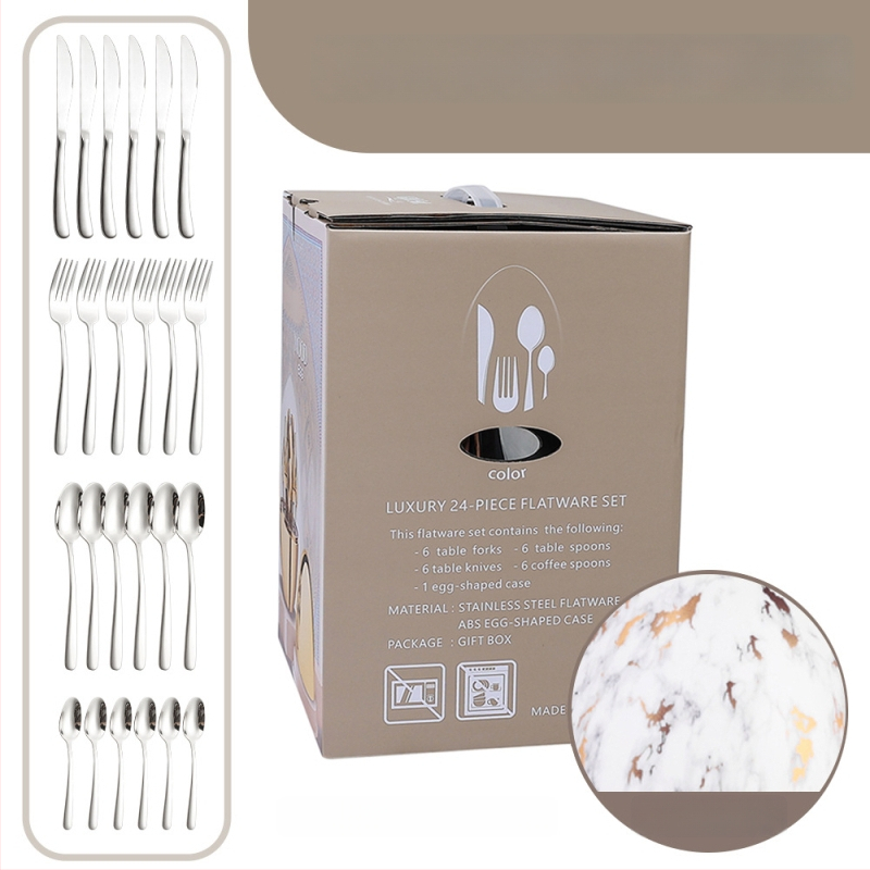 Ανοξείδωτο ατσάλι, 24 τεμάχια σετ μαχαιροπήρουνα δυτικού τύπου - χειροποίητο, με δυνατότητα εξατομίκευσης, υψηλής ποιότητας ρετρό στυλ