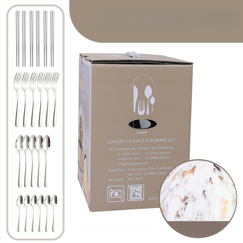 Ανοξείδωτο ατσάλι, 24 τεμάχια σετ μαχαιροπήρουνα δυτικού τύπου - χειροποίητο, με δυνατότητα εξατομίκευσης, υψηλής ποιότητας ρετρό στυλ