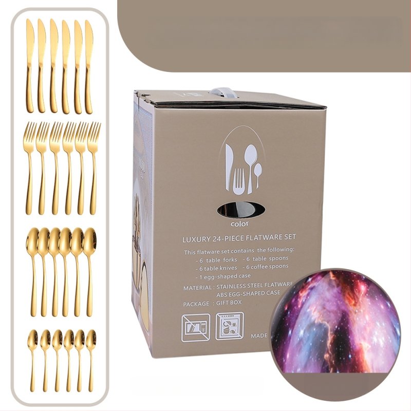 Ανοξείδωτο ατσάλι, 24 τεμάχια σετ μαχαιροπήρουνα δυτικού τύπου - χειροποίητο, με δυνατότητα εξατομίκευσης, υψηλής ποιότητας ρετρό στυλ