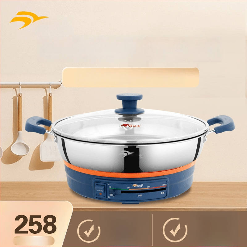 Električna tava za kolače Jia Jia Lian, 304 nehrđajući čelik, 8K ogledni završni sloj, 1500W, 220V, za 4–5 osoba