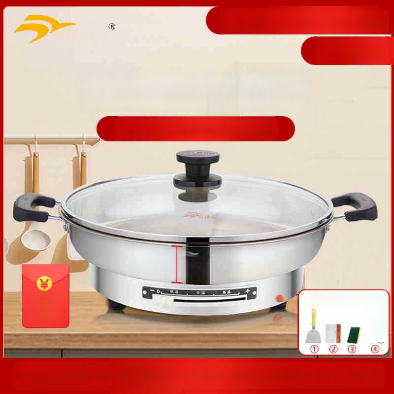 Električna tava za kolače Jia Jia Lian, 304 nehrđajući čelik, 8K ogledni završni sloj, 1500W, 220V, za 4–5 osoba