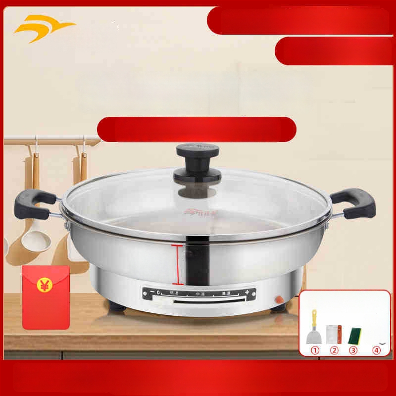 Električna tava za kolače Jia Jia Lian, 304 nehrđajući čelik, 8K ogledni završni sloj, 1500W, 220V, za 4–5 osoba