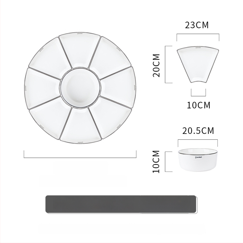 Porcelanski set tanjura za obiteljska okupljanja, kineski stil, nepravilan oblik, jednobojni uzorak, pogodna za mikrovalnu pećnicu