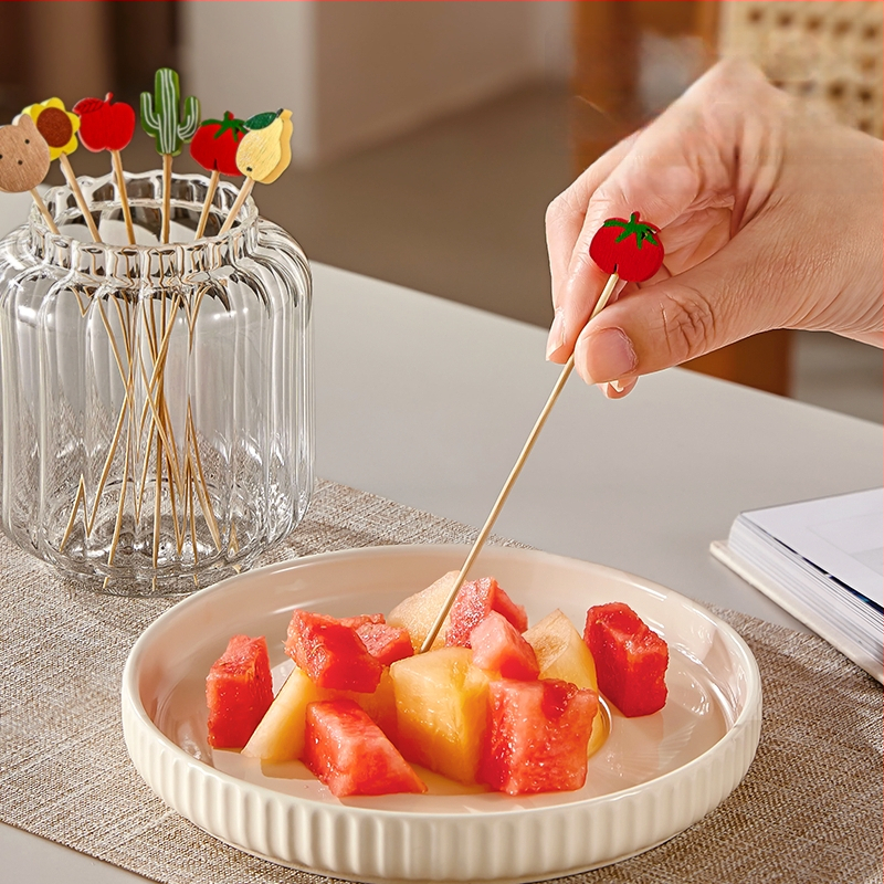 Furculițe din lemn pentru fructe – stil simplu, de unică folosință, lustruite, pentru copii