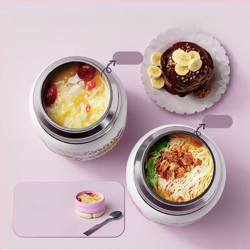 Θερμός φαγητού για μεσημέρι από ανοξείδωτο ατσάλι 316, ευρύ στόμιο, μόνωση 12-24 ωρών, με καπάκι, προσαρμόσιμο