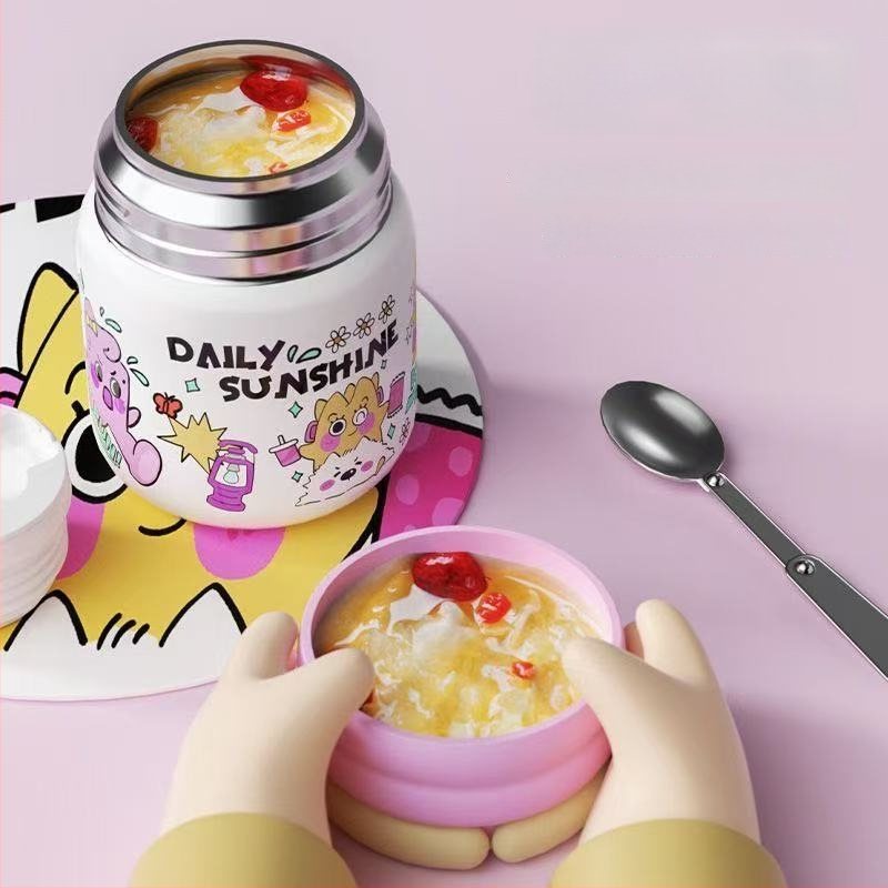 Θερμός φαγητού για μεσημέρι από ανοξείδωτο ατσάλι 316, ευρύ στόμιο, μόνωση 12-24 ωρών, με καπάκι, προσαρμόσιμο