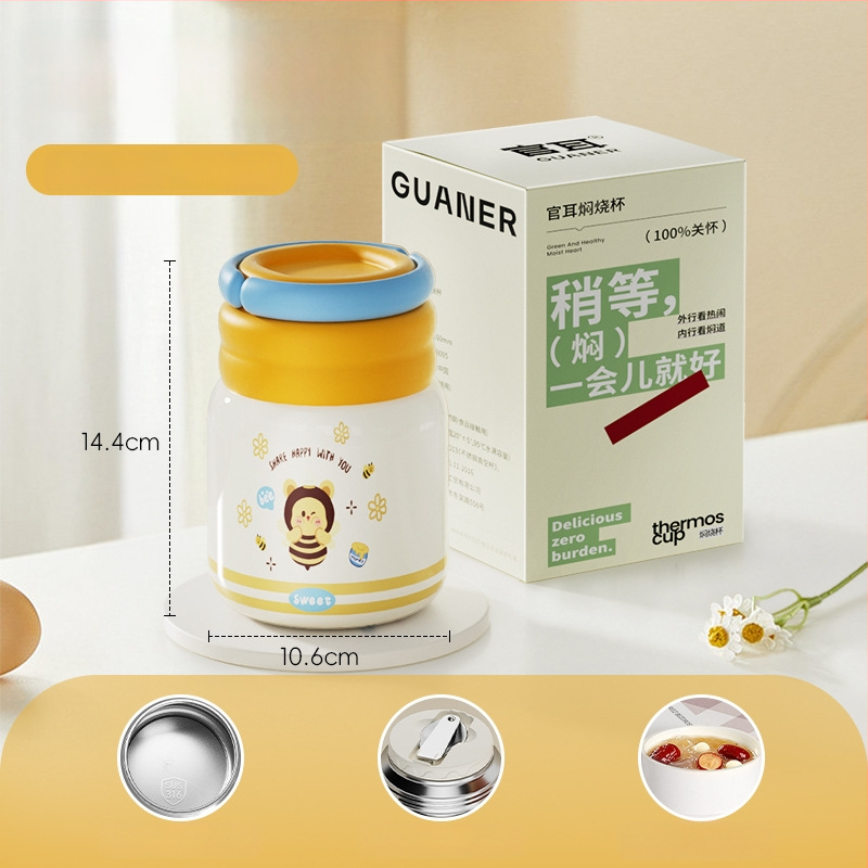 Θερμός φαγητού για μεσημέρι από ανοξείδωτο ατσάλι 316, ευρύ στόμιο, μόνωση 12-24 ωρών, με καπάκι, προσαρμόσιμο