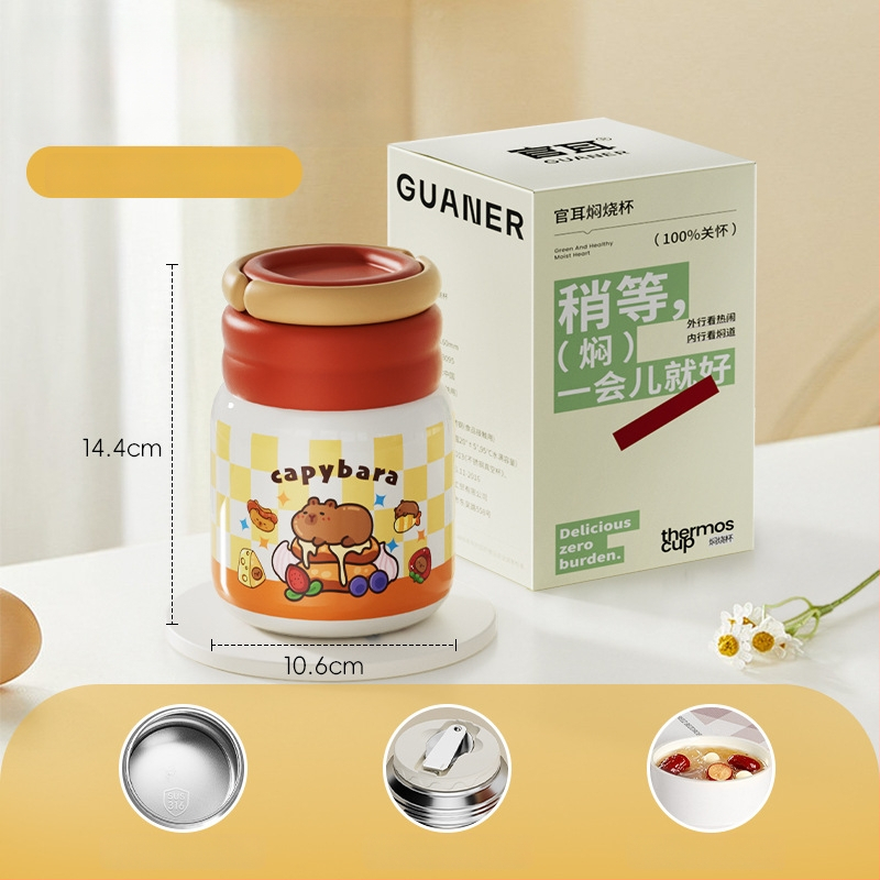 Θερμός φαγητού για μεσημέρι από ανοξείδωτο ατσάλι 316, ευρύ στόμιο, μόνωση 12-24 ωρών, με καπάκι, προσαρμόσιμο