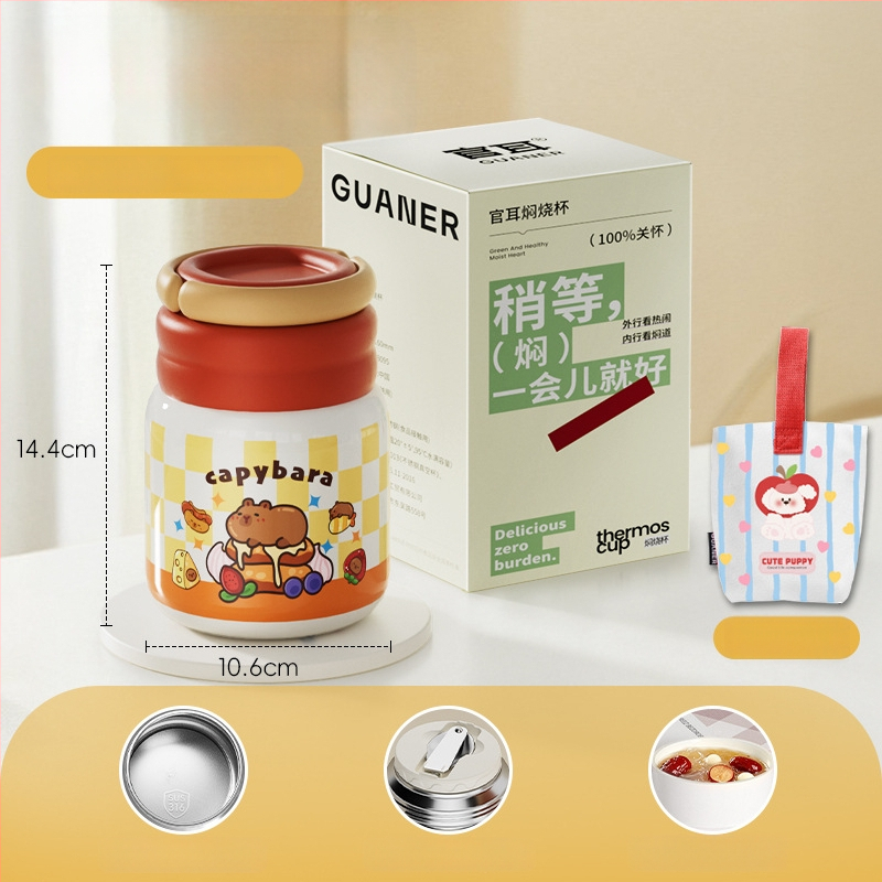 Θερμός φαγητού για μεσημέρι από ανοξείδωτο ατσάλι 316, ευρύ στόμιο, μόνωση 12-24 ωρών, με καπάκι, προσαρμόσιμο