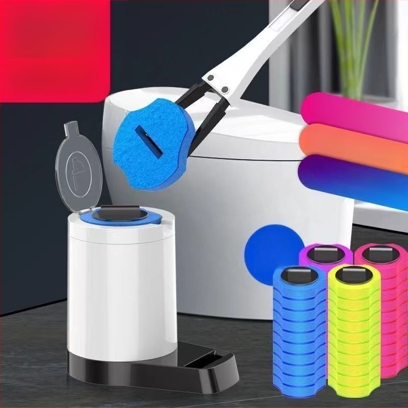 Еднократен комплект за четка за тоалетна със сменяема глава от гъба за почистване на банята