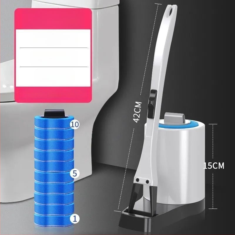 Еднократен комплект за четка за тоалетна със сменяема глава от гъба за почистване на банята