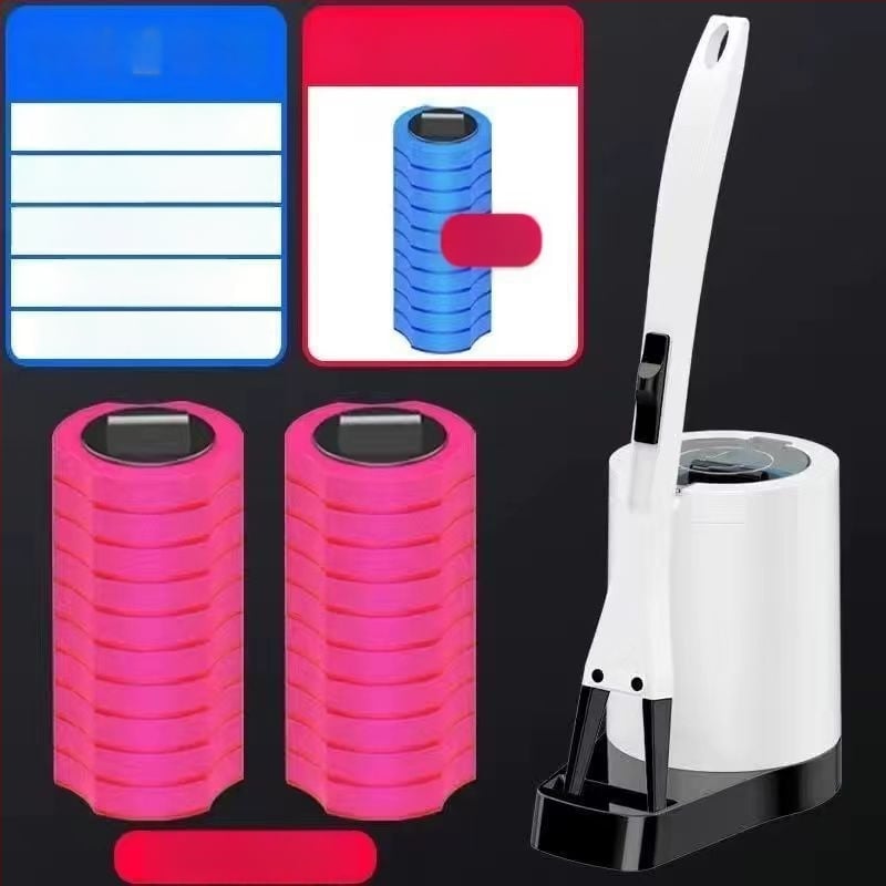 Еднократен комплект за четка за тоалетна със сменяема глава от гъба за почистване на банята