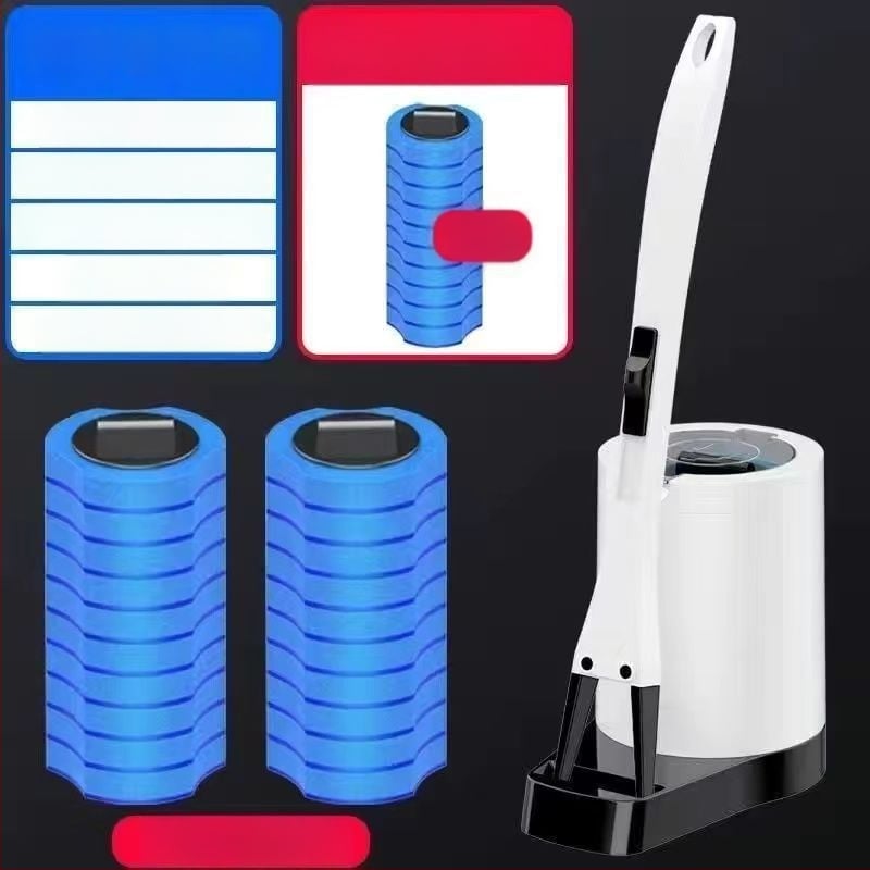 Еднократен комплект за четка за тоалетна със сменяема глава от гъба за почистване на банята