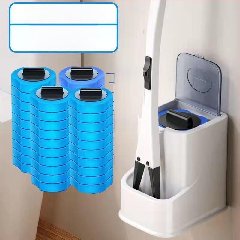 Еднократен комплект за четка за тоалетна със сменяема глава от гъба за почистване на банята