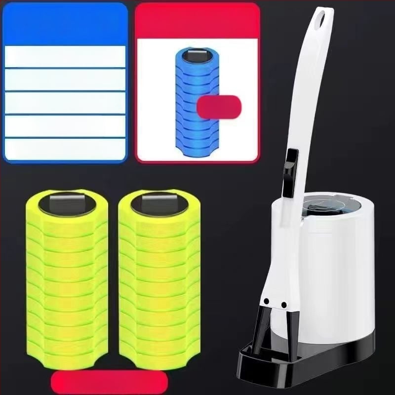 Еднократен комплект за четка за тоалетна със сменяема глава от гъба за почистване на банята