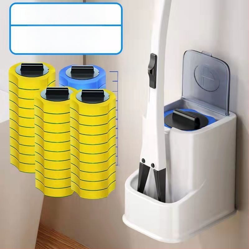 Еднократен комплект за четка за тоалетна със сменяема глава от гъба за почистване на банята