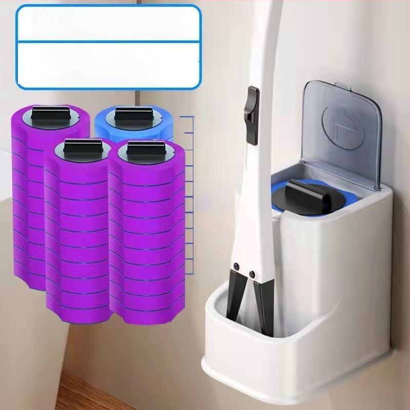 Еднократен комплект за четка за тоалетна със сменяема глава от гъба за почистване на банята