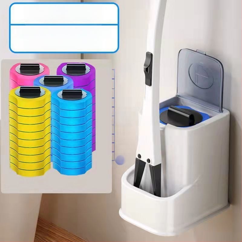 Еднократен комплект за четка за тоалетна със сменяема глава от гъба за почистване на банята