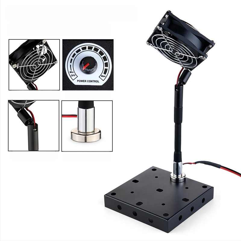 Професионална сваръчна станция със стойка за паялник, лупа, LED светлина, вентилатор за отвеждане на дима и магнитен ремонтен комплект