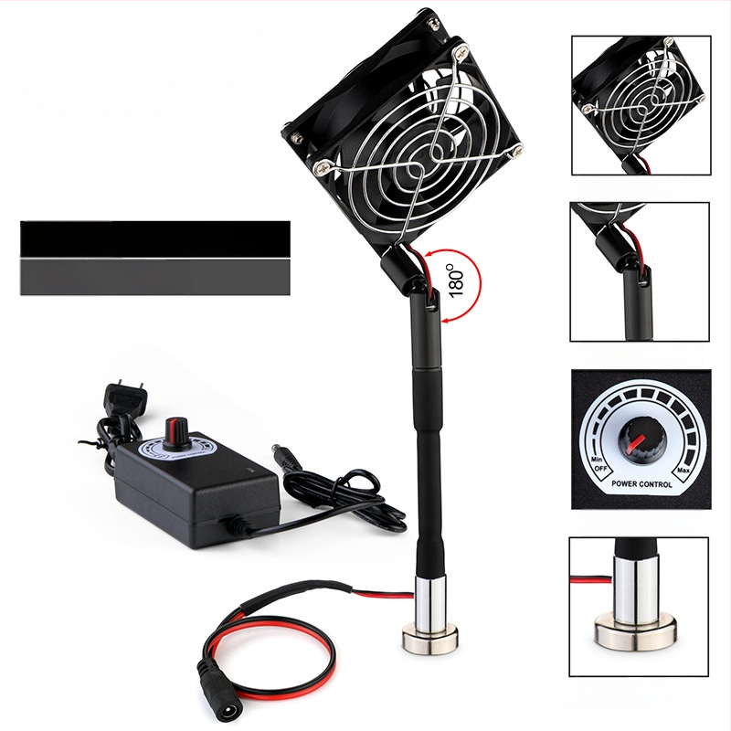 Професионална сваръчна станция със стойка за паялник, лупа, LED светлина, вентилатор за отвеждане на дима и магнитен ремонтен комплект