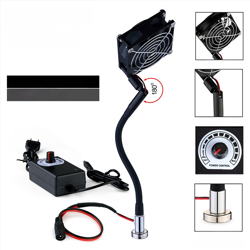 Професионална сваръчна станция със стойка за паялник, лупа, LED светлина, вентилатор за отвеждане на дима и магнитен ремонтен комплект