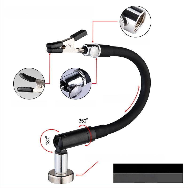 Професионална сваръчна станция със стойка за паялник, лупа, LED светлина, вентилатор за отвеждане на дима и магнитен ремонтен комплект