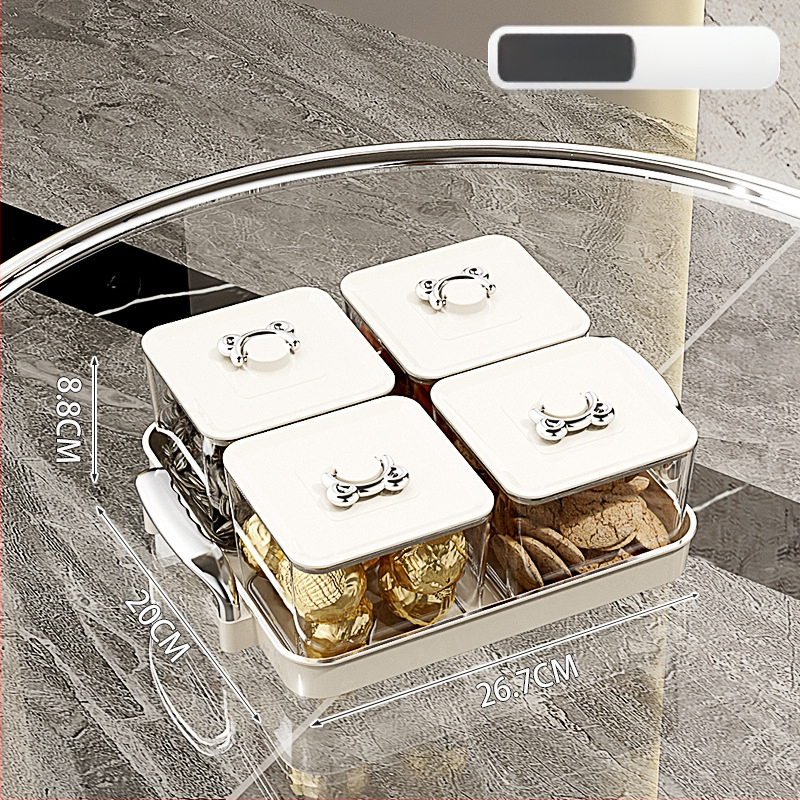 Διαχωρισμένο πιάτο φρούτων για οικιακή χρήση, ελαφρύς πολυτελής ρετρό στυλ, υλικό PET, διαφανές δοχείο αποθήκευσης σνακ και αποξηραμένων φρούτων