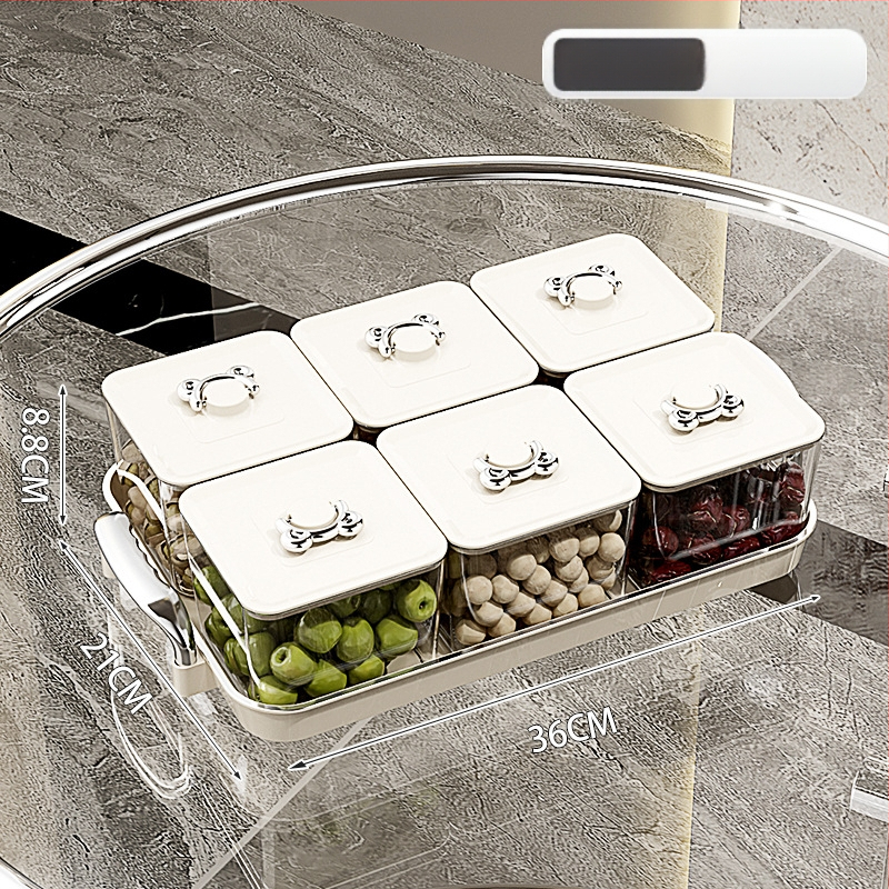 Διαχωρισμένο πιάτο φρούτων για οικιακή χρήση, ελαφρύς πολυτελής ρετρό στυλ, υλικό PET, διαφανές δοχείο αποθήκευσης σνακ και αποξηραμένων φρούτων