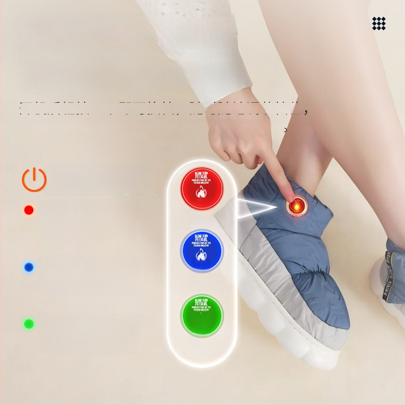 Xiangfutang Unisex επαναφορτιζόμενα θερμαινόμενα ψηλά μποτάκια με επάνω μέρος από down ύφασμα, σόλα EVA, τροφοδοσία USB