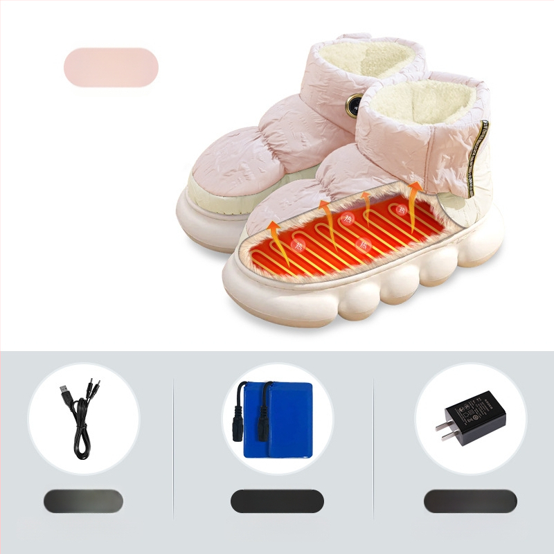 Xiangfutang Unisex επαναφορτιζόμενα θερμαινόμενα ψηλά μποτάκια με επάνω μέρος από down ύφασμα, σόλα EVA, τροφοδοσία USB