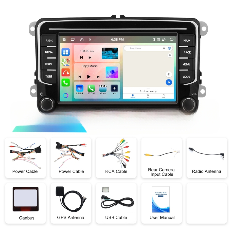 Za Volkswagen, 7-inčni Android 13 s Type-C brzim punjenjem, CarPlay središnja navigacijska jedinica i integrirana stražnja kamera