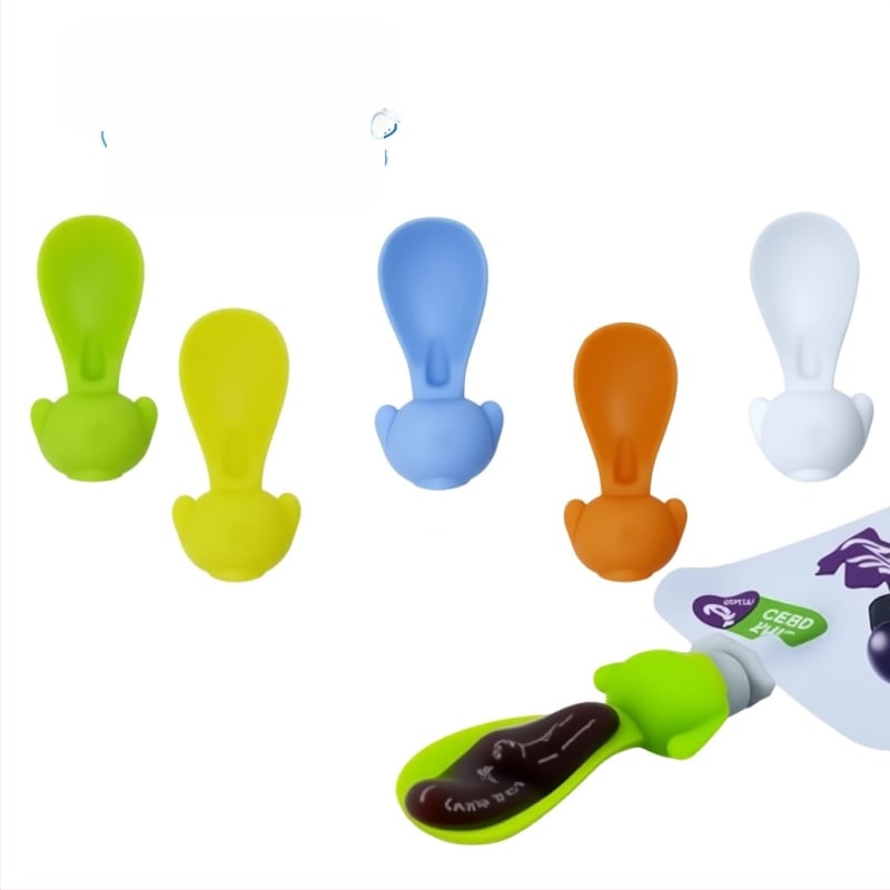 Wy kūdikių silikoninis košelės šaukštelis su saugojimo dėžute – maitinimo priemonė nuo 6 mėnesių