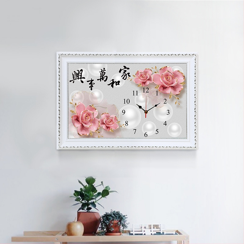 Set križićnog veza – motiv sata, etnički stil, platno 11CT, cvijeće, trava i lišće